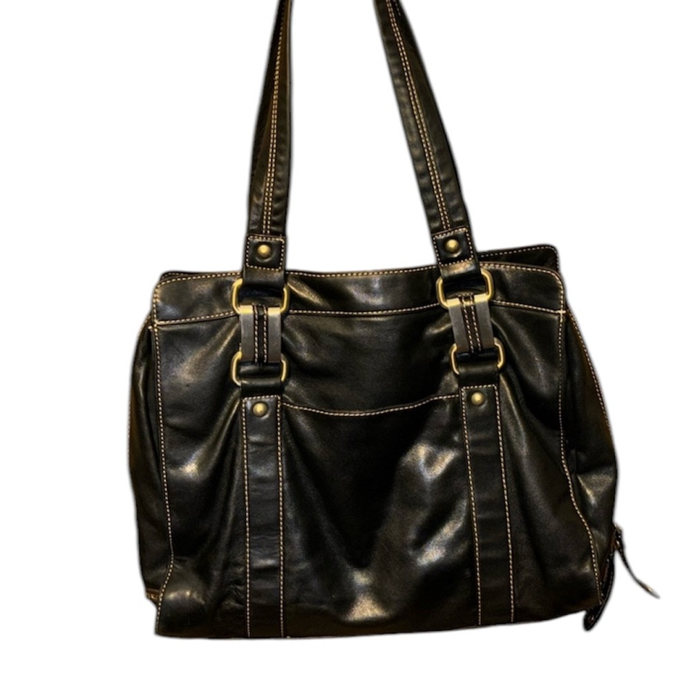 Perlina Black Leather Satchel great condition - Picture 4 of 8